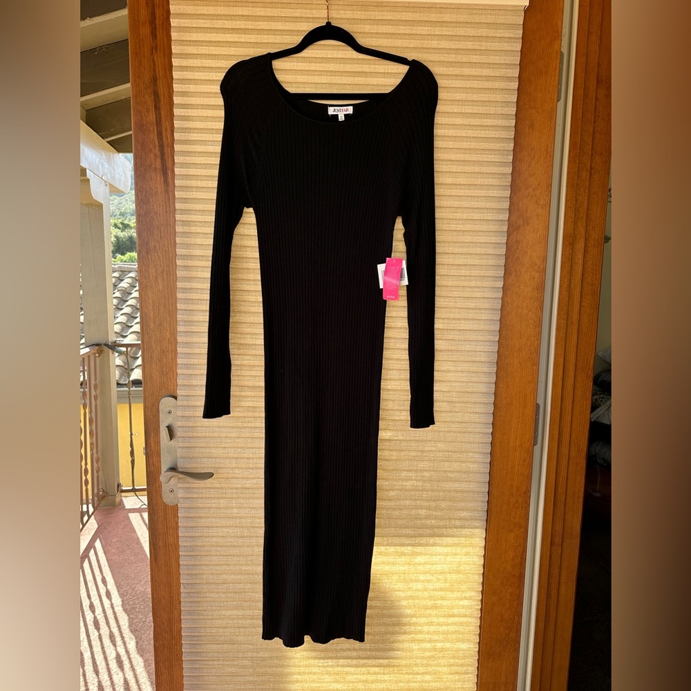 NWT JustFab Black Long Bodycon Dress